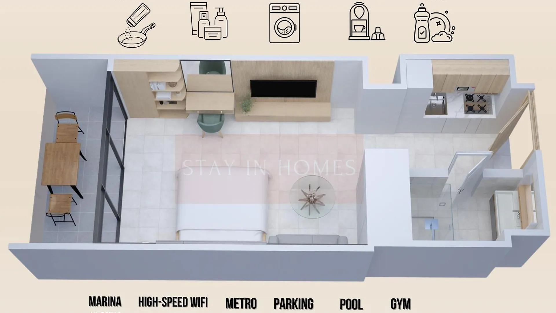 Studio Al Furjan By Stay In Homes - Marina 12Min - Self Checkin - Metro - Parking Dubai